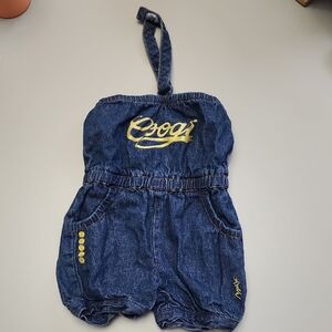 Y2K Vintage COOGI Kids Denim Romper with Gold Accents